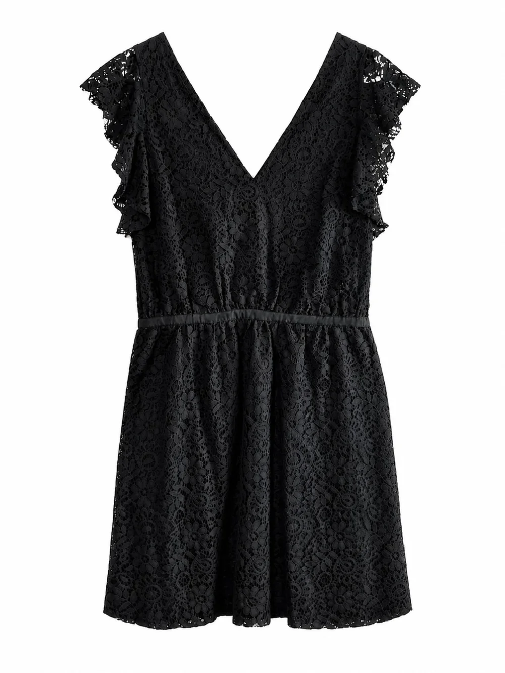 Madewell Black Lace Flutter Sleeve Special Occasion Dress - Size 14 - NWT - Picture 2 of 8